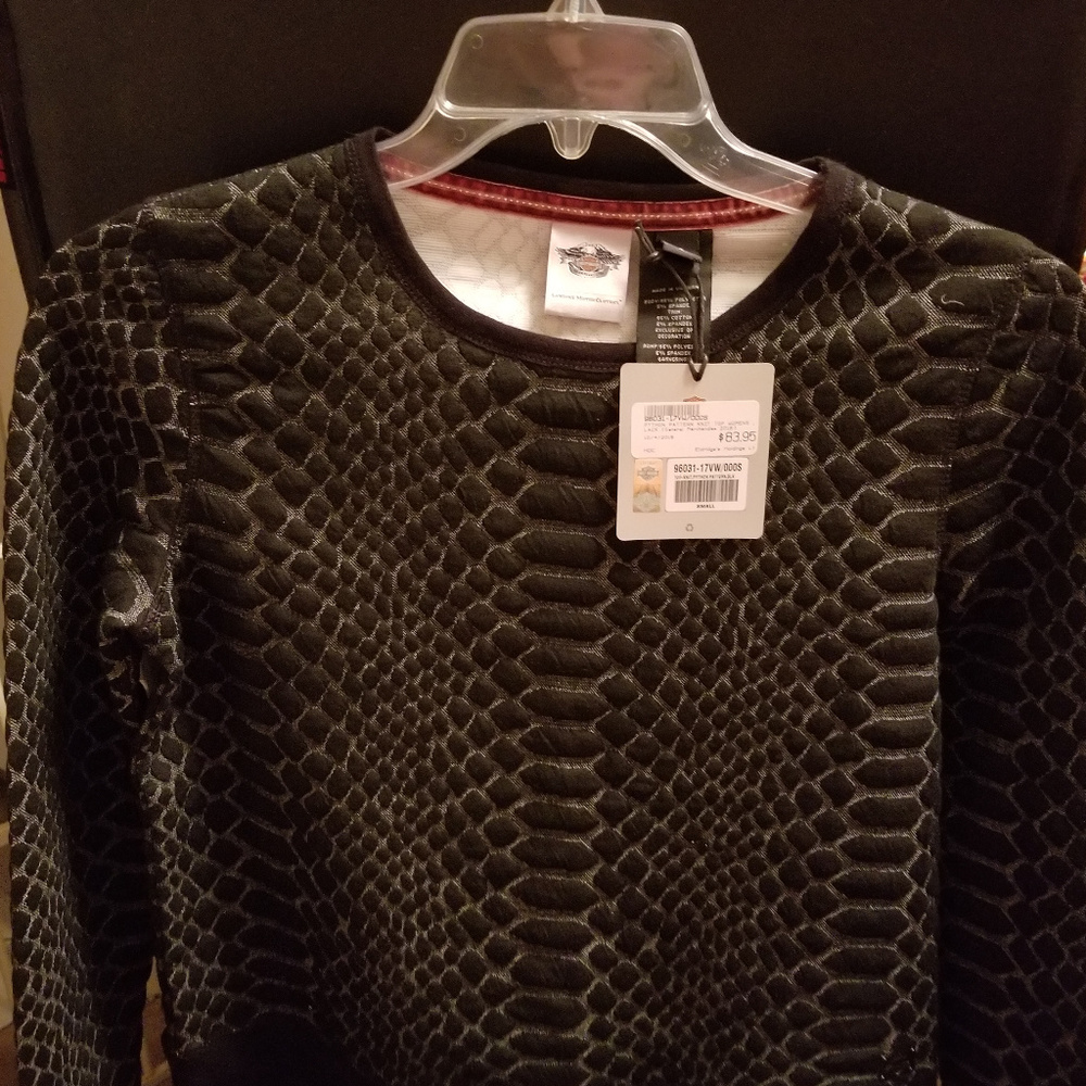 Black Python Knit Top Harley Davidson BNWT